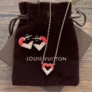 🩷SOLD🩷Louis Vuitton Crystal Heart Necklace & Earrings Set